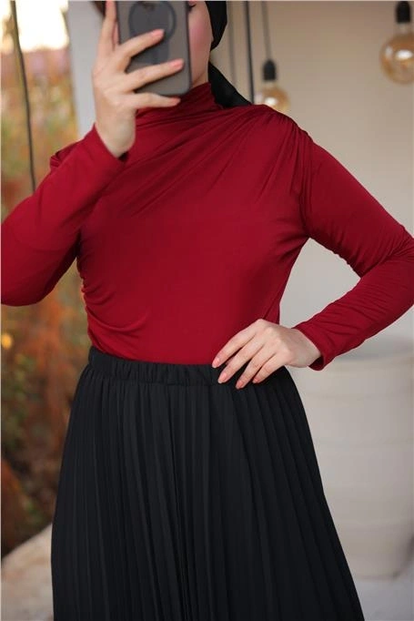 Pliseli Etek - (38-46) - 71262 - Siyah