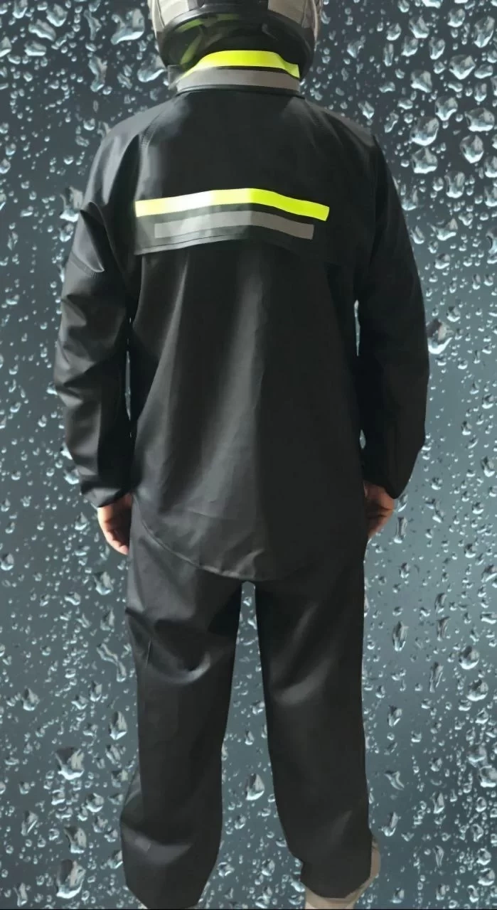 Premium Motorcu Kurye Yağmurluk Takım Su Geçirmez PVC Kumaş Reflektörlü TÜBİTAK Onaylı - Siyah