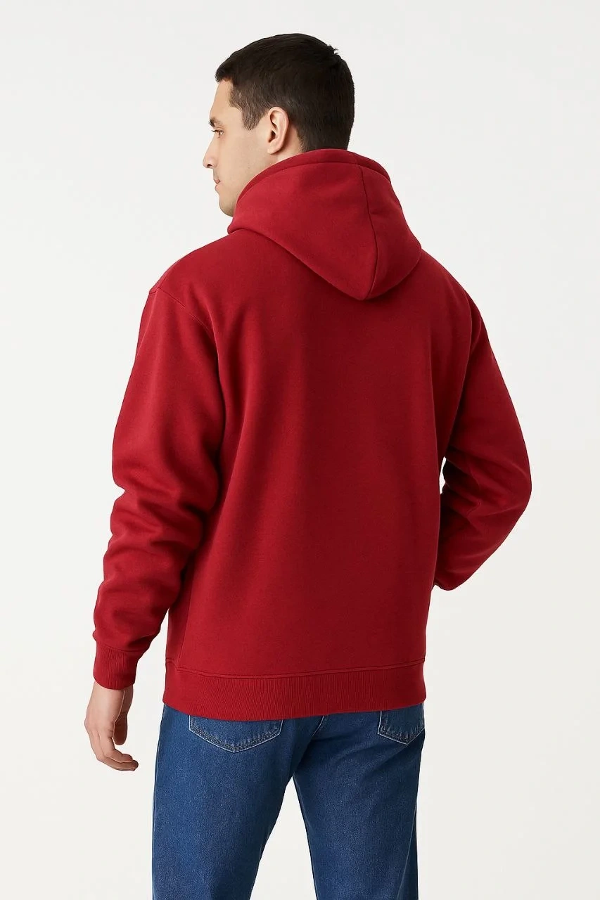 Samuray Ninja Çift Kapşonlu ZIP Fermuarlı Kanguru Çepli Tam Fermuarlı Hoodie Swetshirt - Kırmızı
