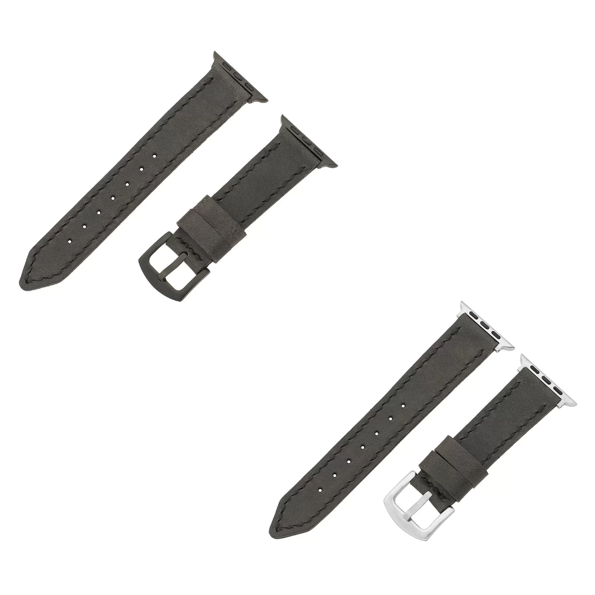 İsme Özel El Dikişli Apple Watch Saat Kordonu - %100 Çift Kat Deri - AG03001 - Antrasit