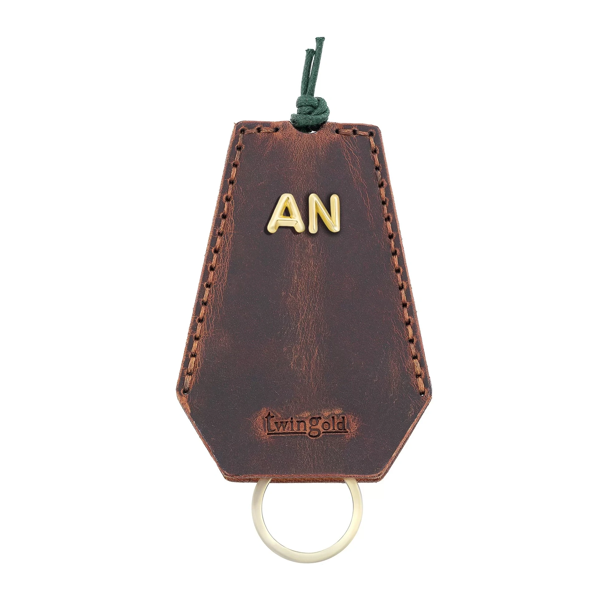 İsme Özel İpli Anahtarlık - % 100 Rainbow Deri - AG01002 - Kahverengi