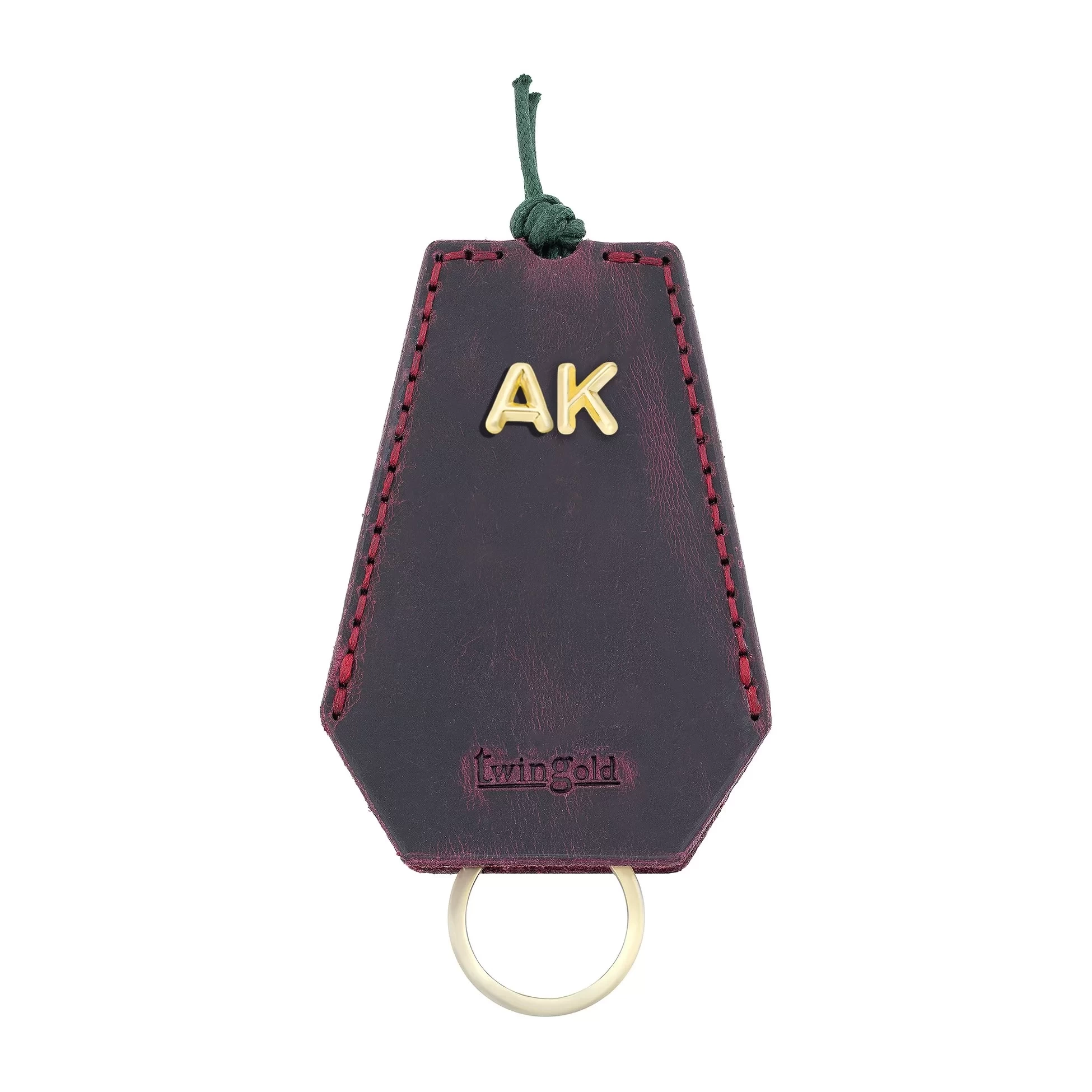 İsme Özel İpli Anahtarlık - % 100 Rainbow Deri - AG01002 - Bordo