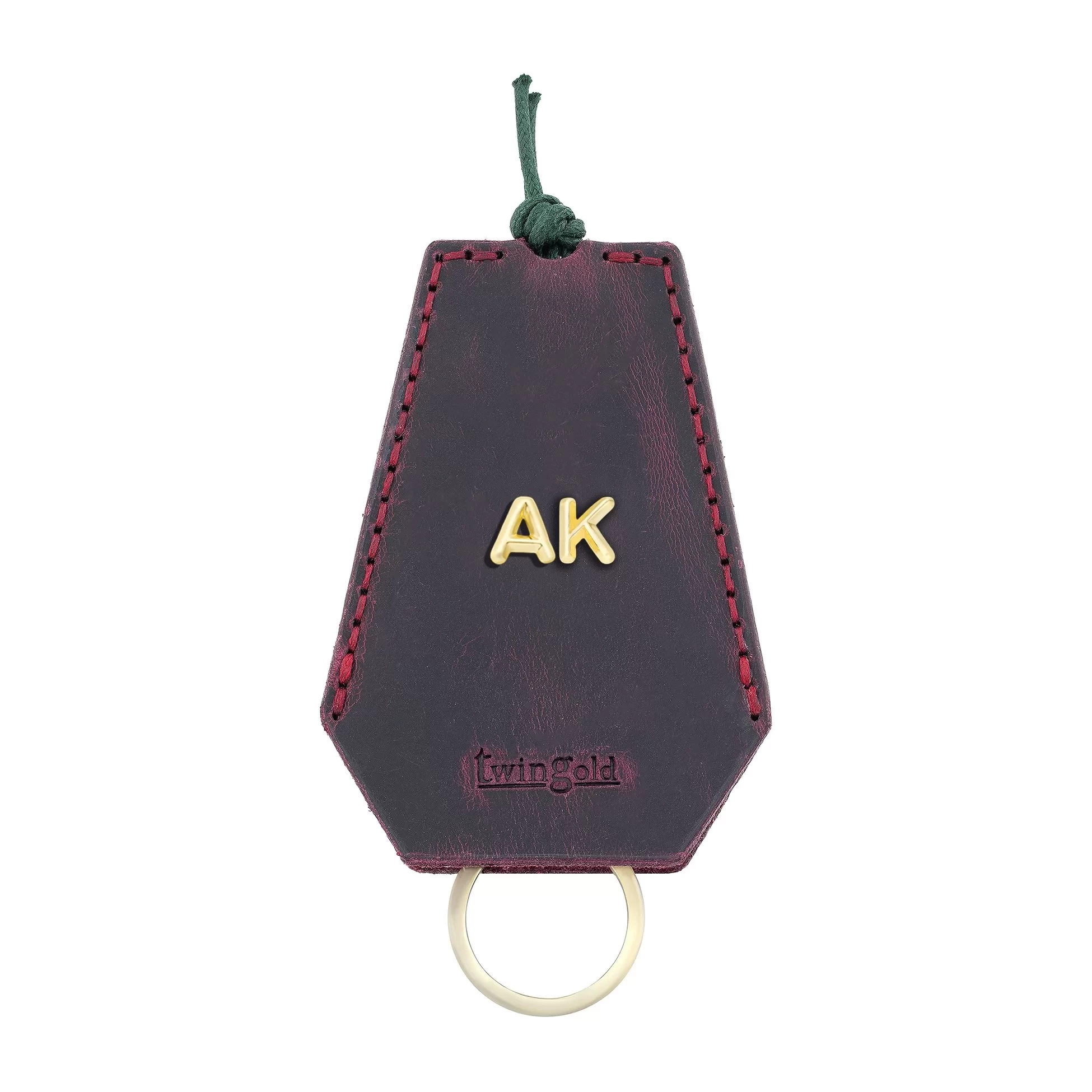 İsme Özel İpli Anahtarlık - % 100 Rainbow Deri - AG01002 - Bordo