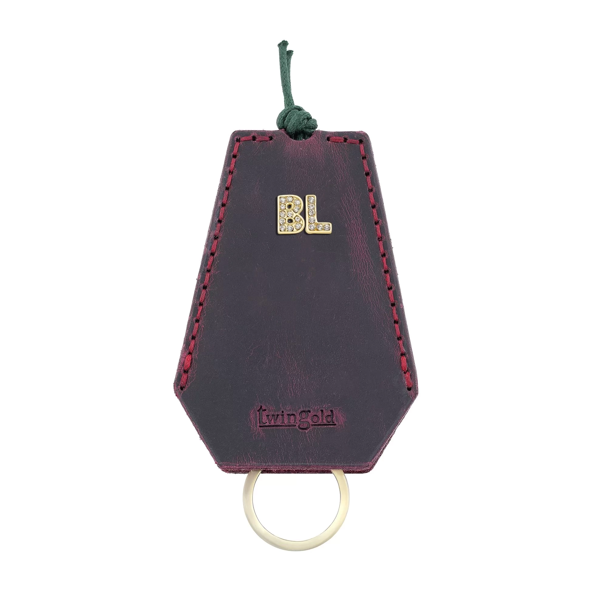 İsme Özel İpli Anahtarlık - % 100 Rainbow Deri - AG01002 - Bordo