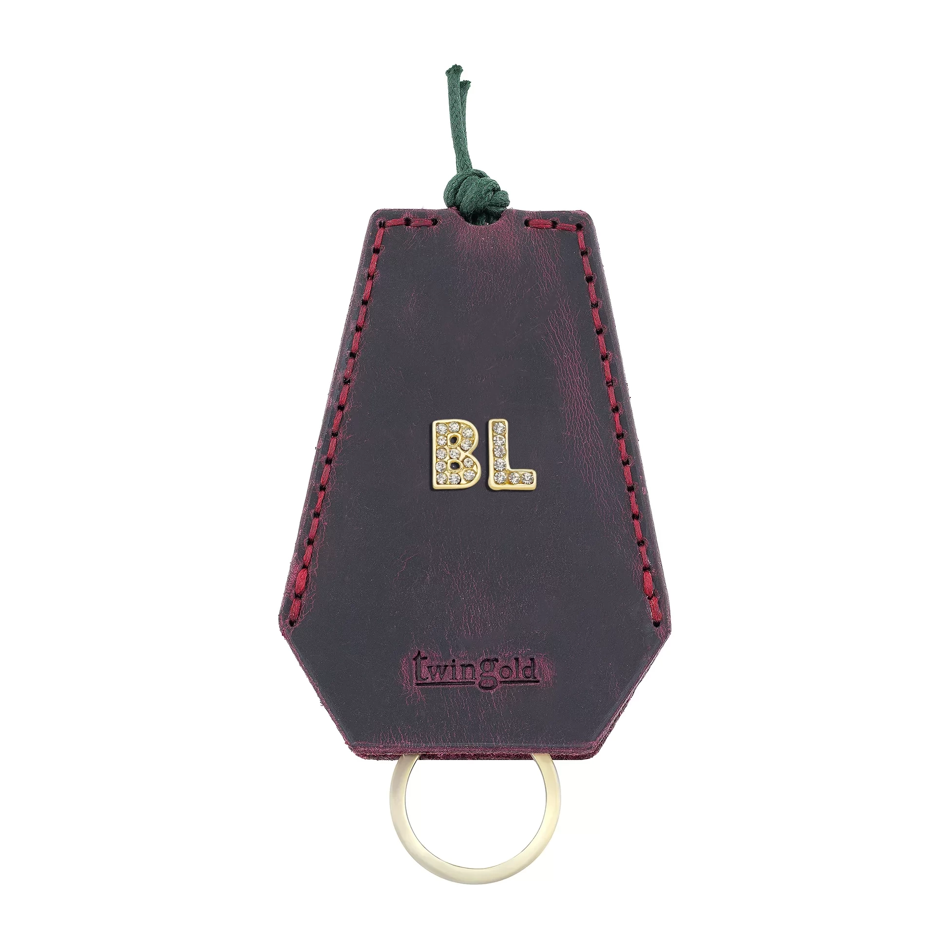 İsme Özel İpli Anahtarlık - % 100 Rainbow Deri - AG01002 - Bordo