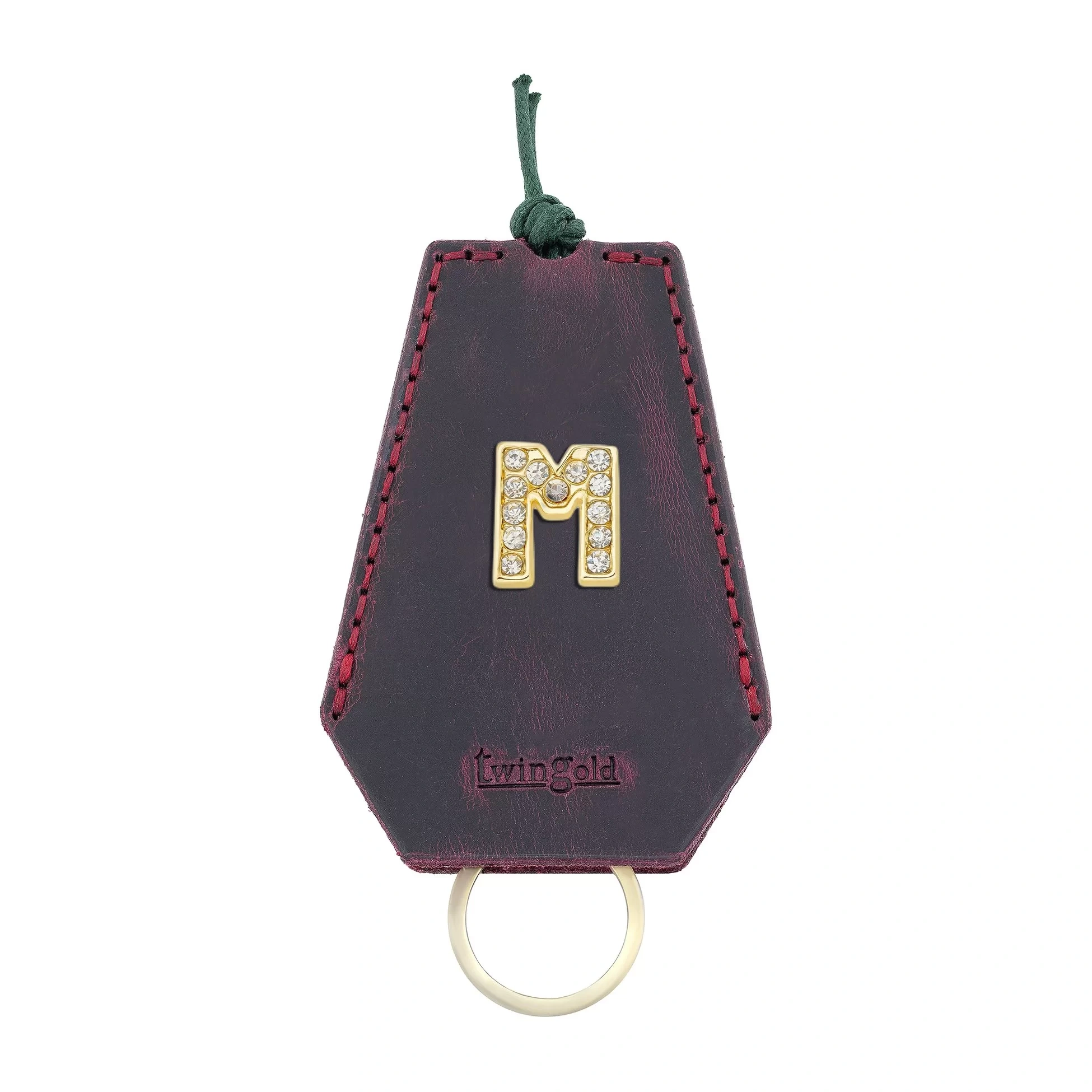 İsme Özel İpli Anahtarlık - % 100 Rainbow Deri - AG01002 - Bordo