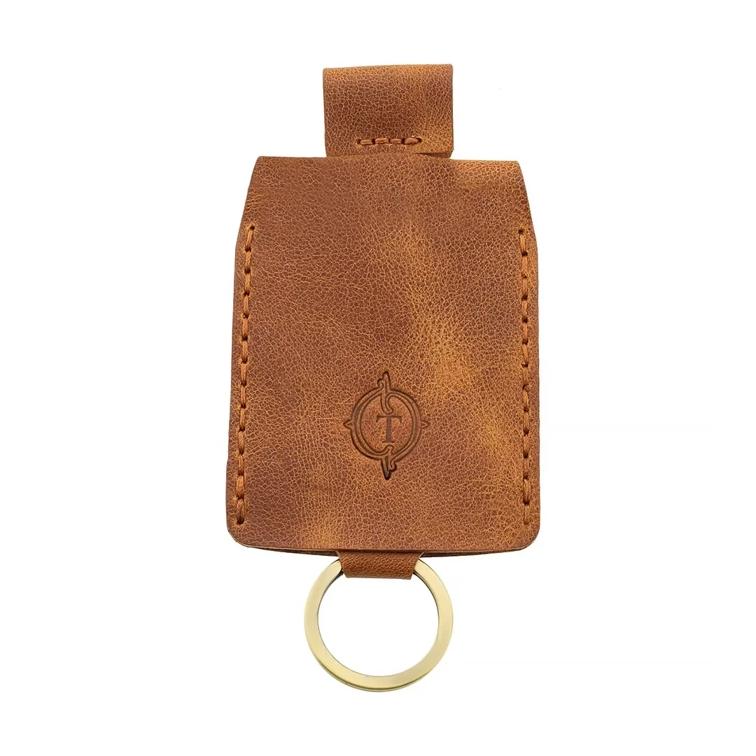 İsme Özel Çıtçıtlı Anahtarlık - % 100 Rainbow Deri - AG01001 - Camel