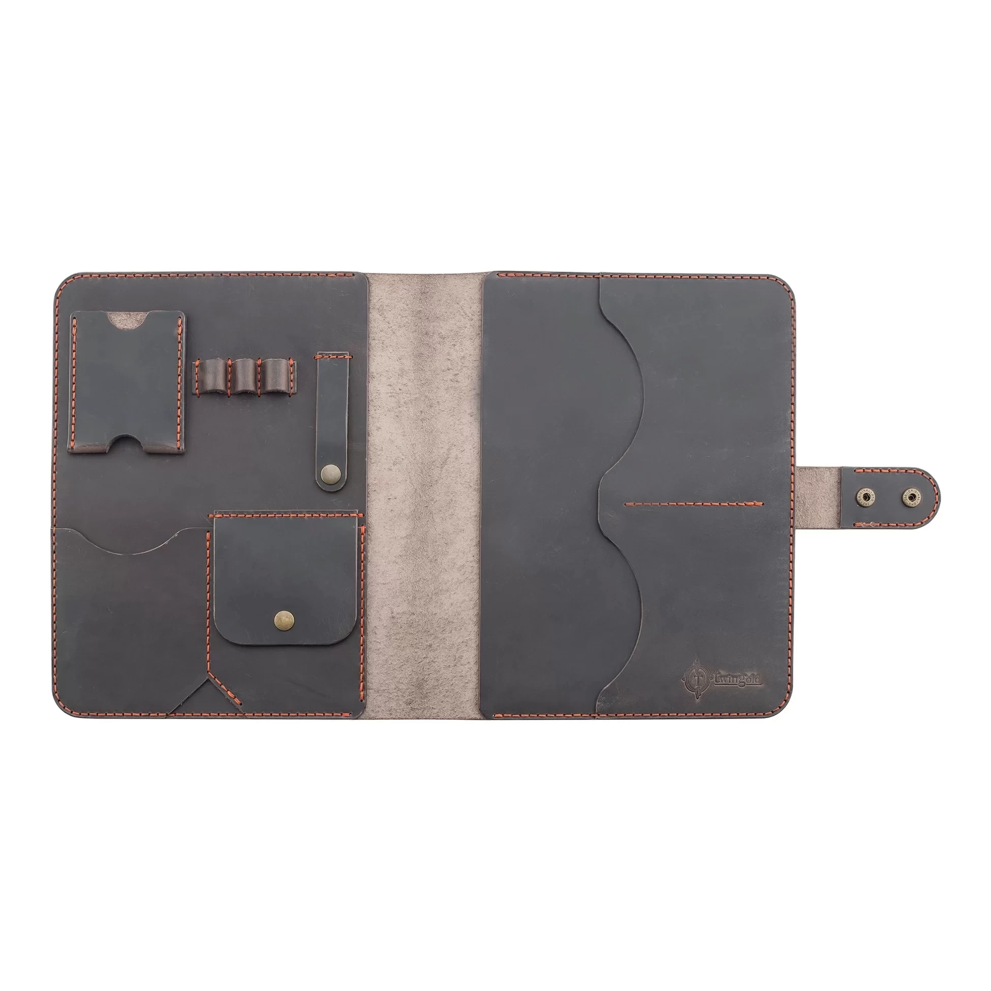 İsme Özel Çıtçıtlı Fonksiyonlu iPad Organizer - %100 Crazy Deri - ET01004 - Kahverengi
