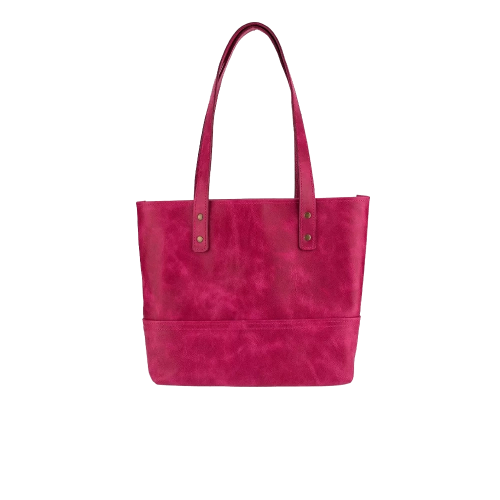 Twingold Kişiye Özel %100 Deri Rainbow Fuşya Tote Bag
