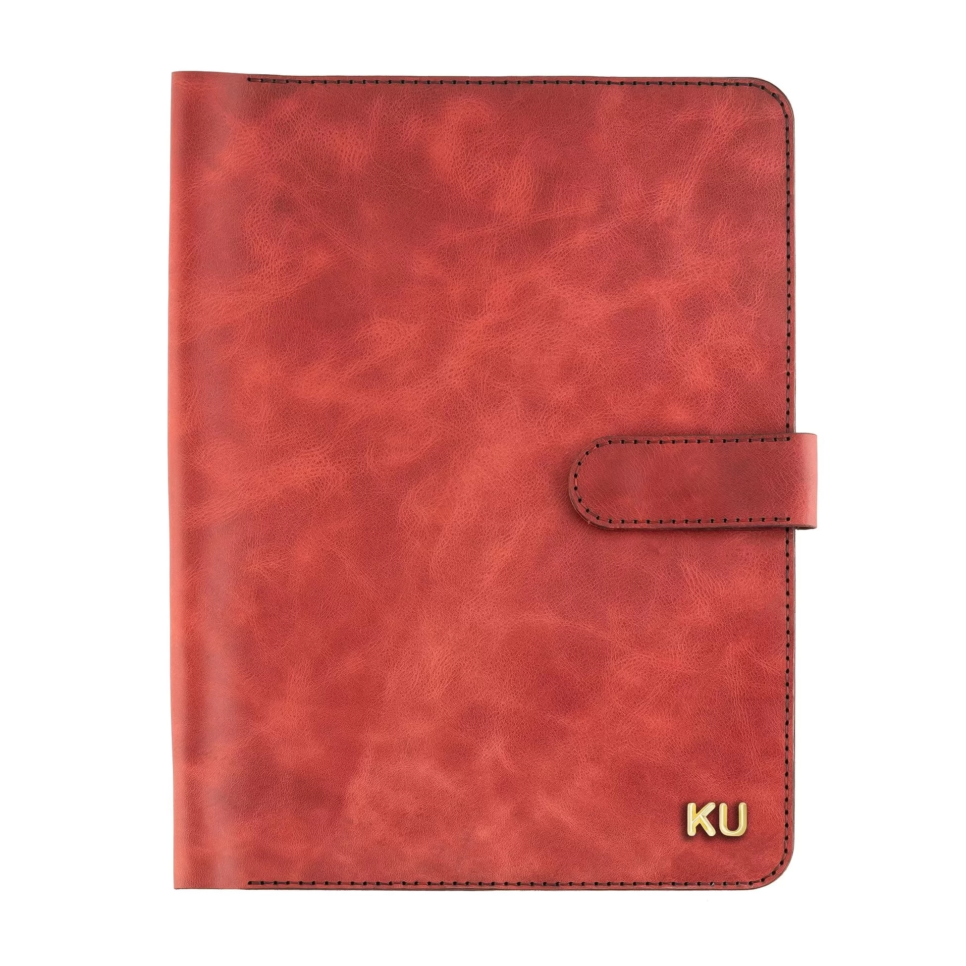 İsme Özel Çıtçıtlı Fonksiyonlu iPad Organizer - %100 Rainbow Deri - ET01002 - Kırmızı
