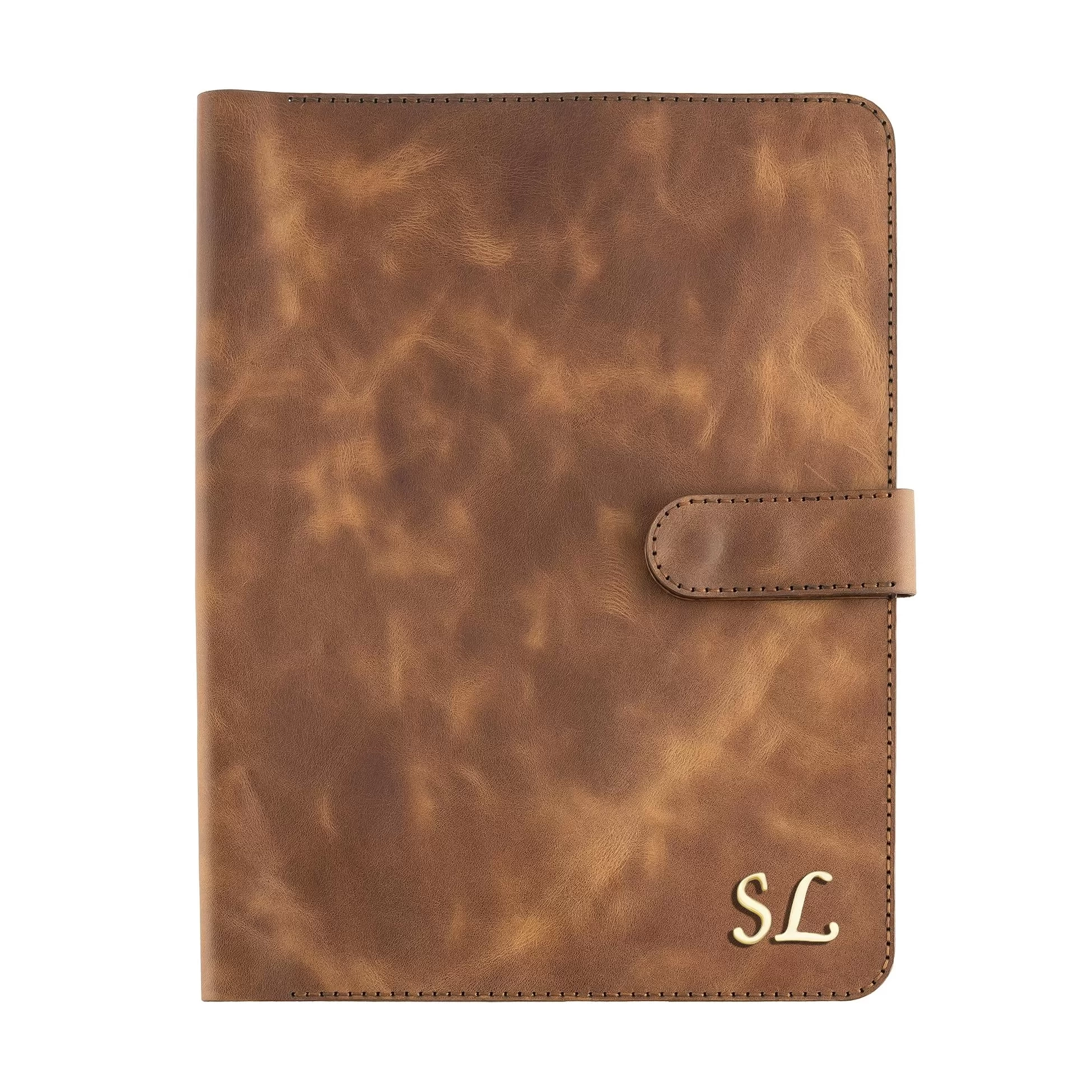 İsme Özel Çıtçıtlı Fonksiyonlu iPad Organizer - %100 Rainbow Deri - ET01002 - Kahverengi