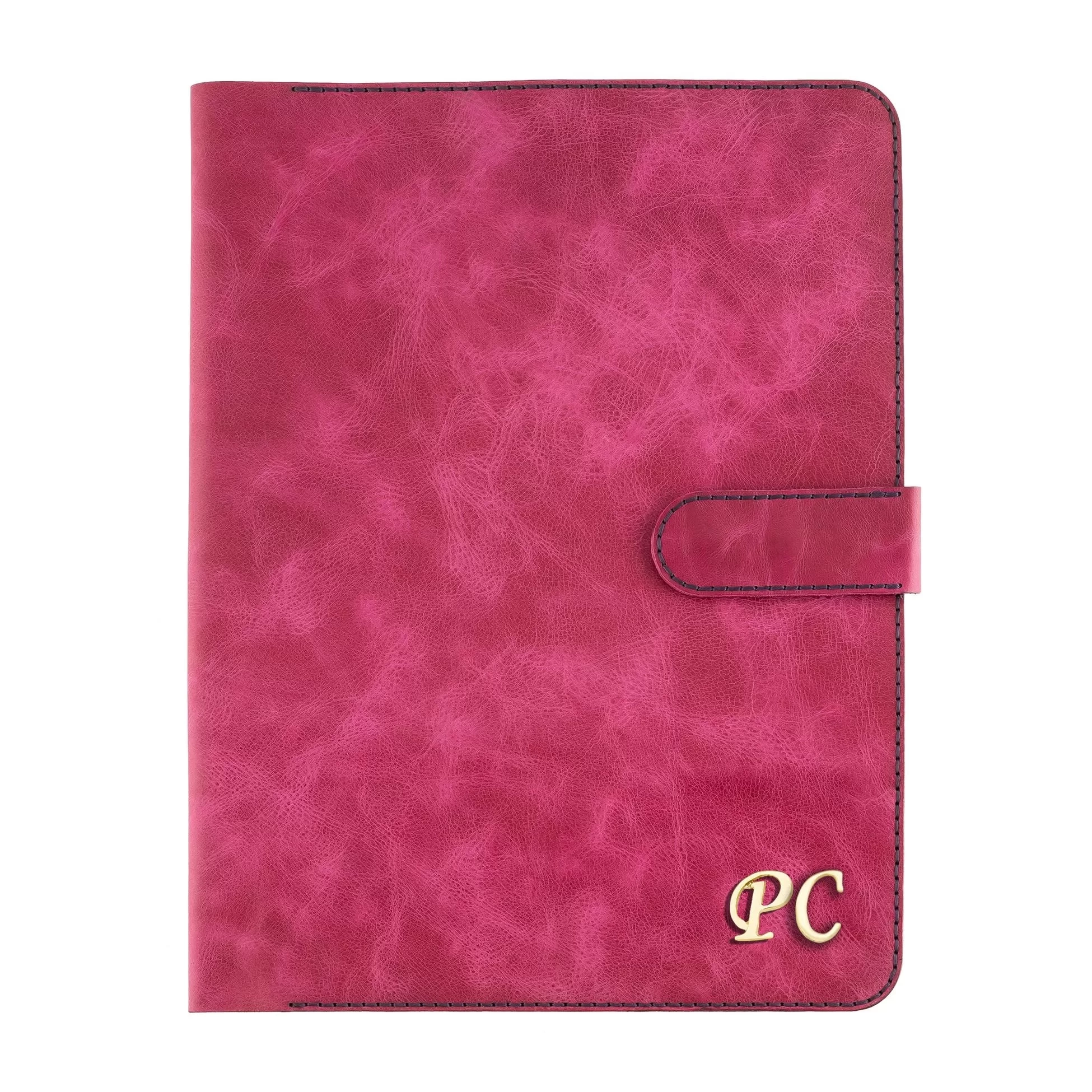 İsme Özel Çıtçıtlı Fonksiyonlu iPad Organizer - %100 Rainbow Deri - ET01002 - Fuşya