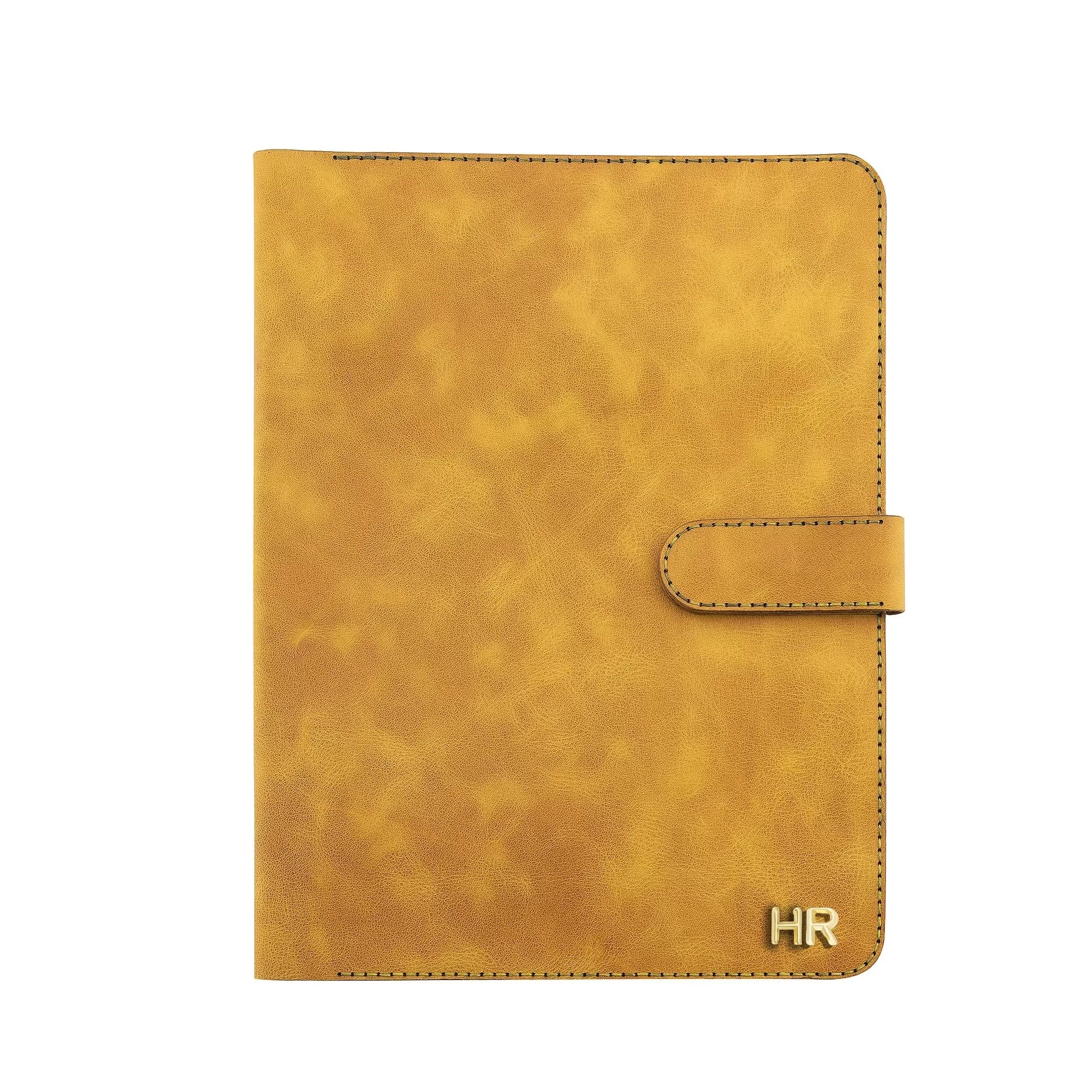 İsme Özel Çıtçıtlı Fonksiyonlu Macbook Organizer - %100 Rainbow Deri - ET02001 - Hardal Sarısı