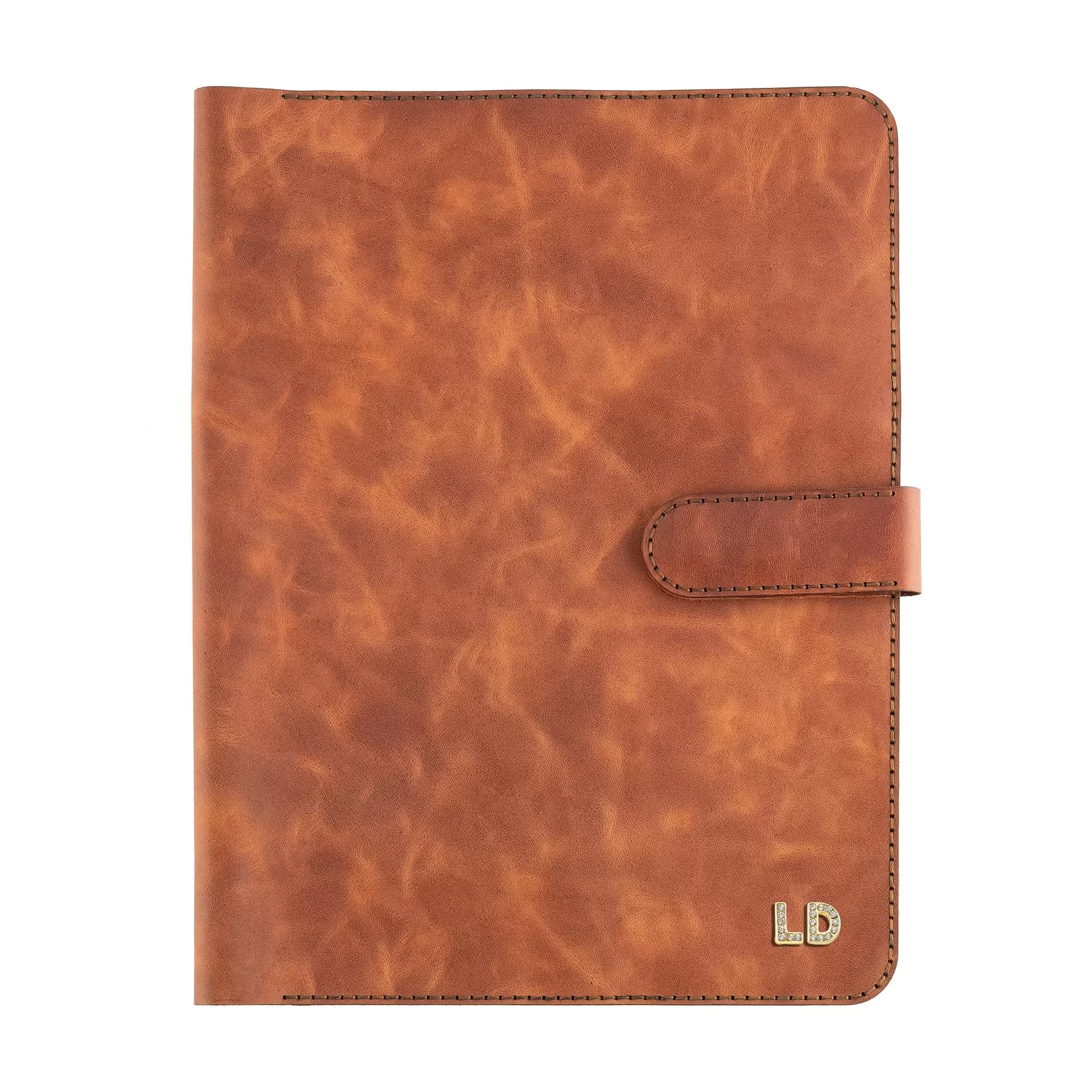 İsme Özel Çıtçıtlı Fonksiyonlu Macbook Organizer - %100 Rainbow Deri - ET02001 - Tobacco