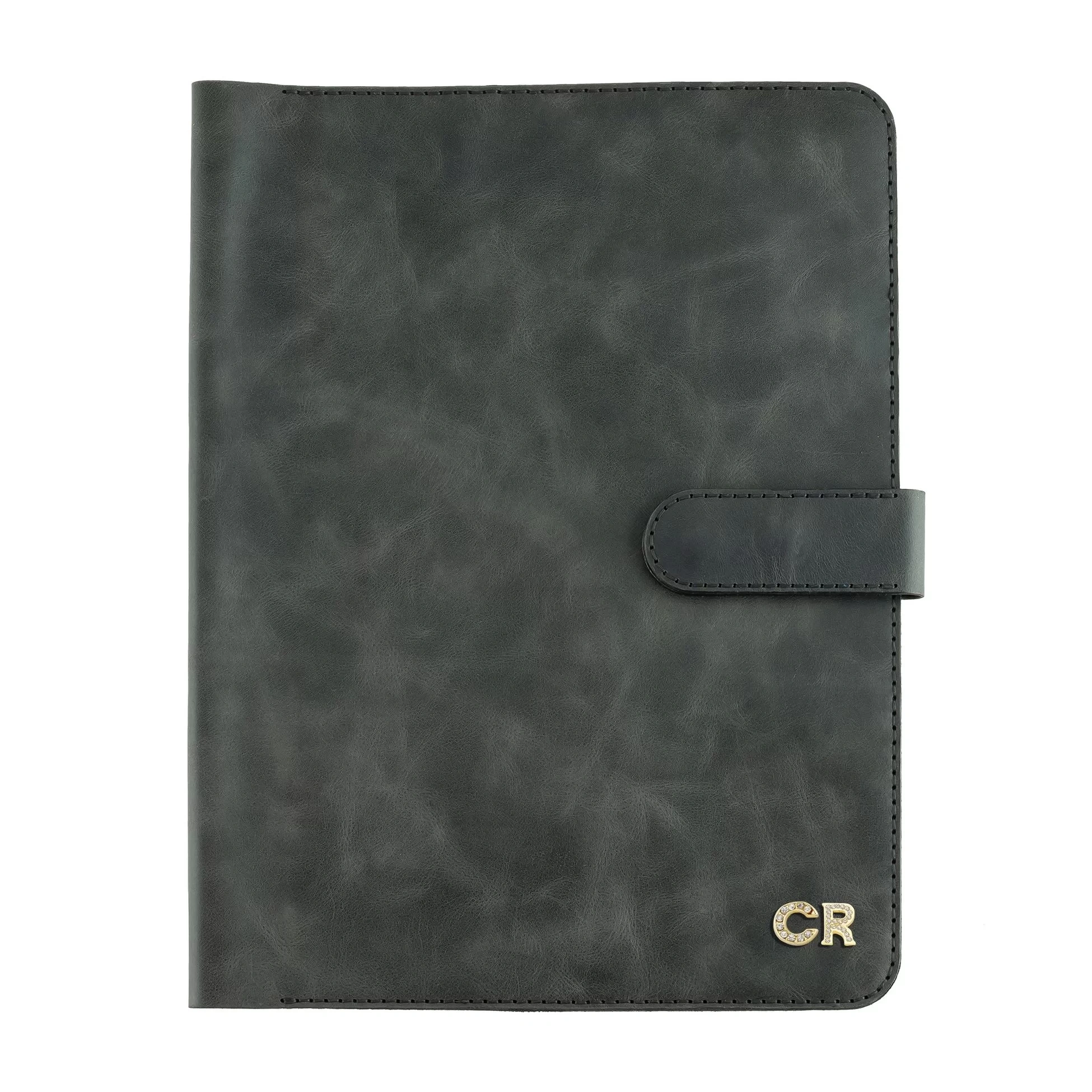 İsme Özel Çıtçıtlı Fonksiyonlu Macbook Organizer - %100 Rainbow Deri - ET02001 - Antrasit