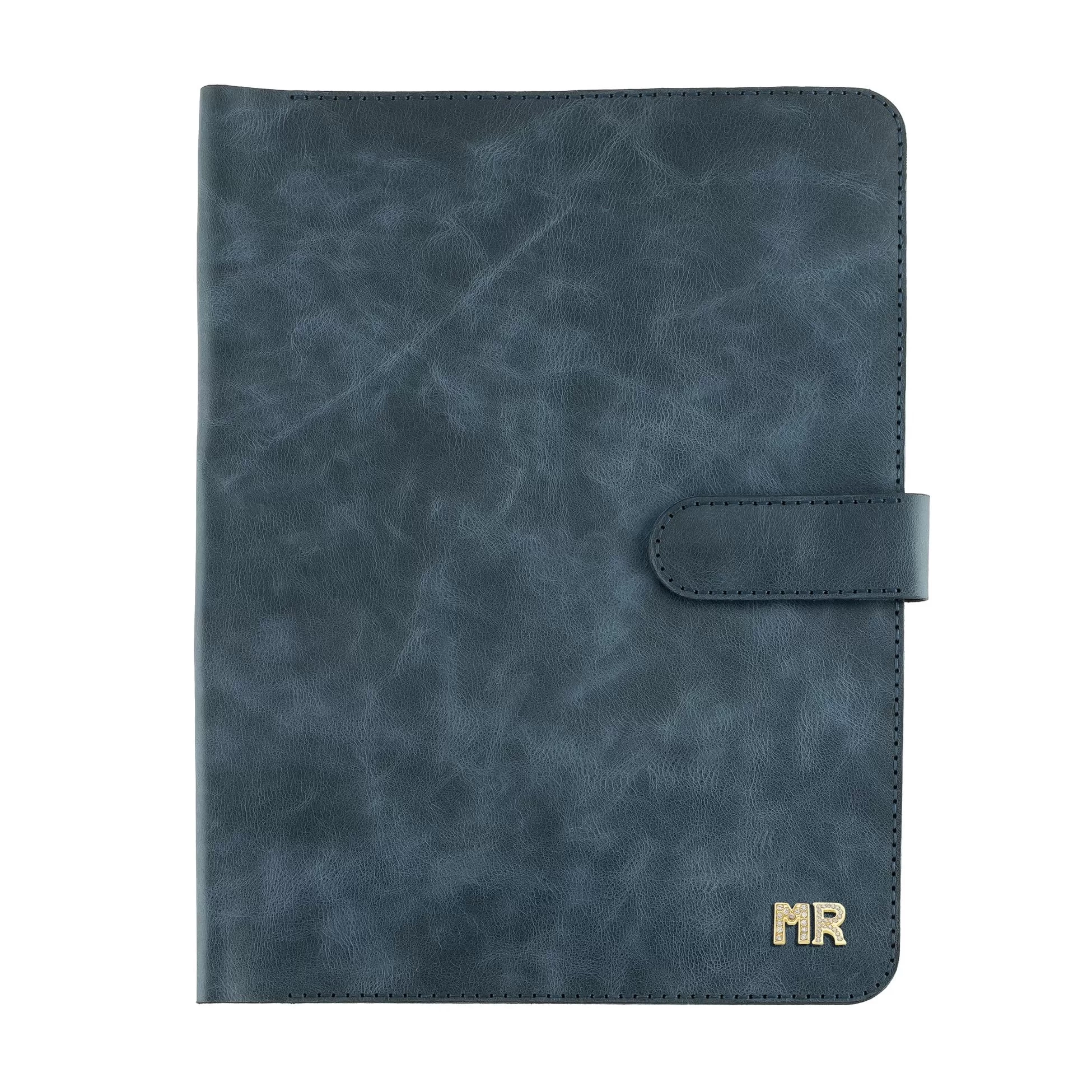 İsme Özel Çıtçıtlı Fonksiyonlu Macbook Organizer - %100 Rainbow Deri - ET02001 - Lacivert