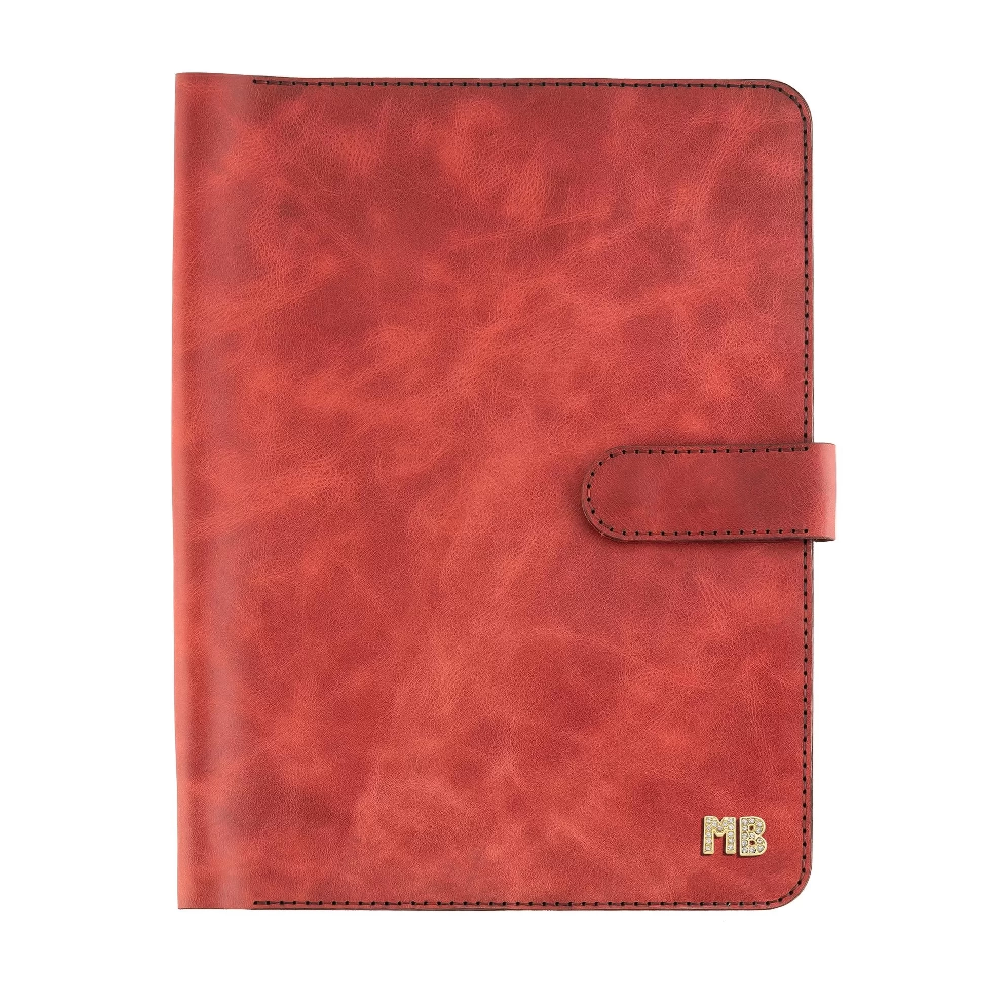 İsme Özel Çıtçıtlı Fonksiyonlu Macbook Organizer - %100 Rainbow Deri - ET02001 - Kırmızı