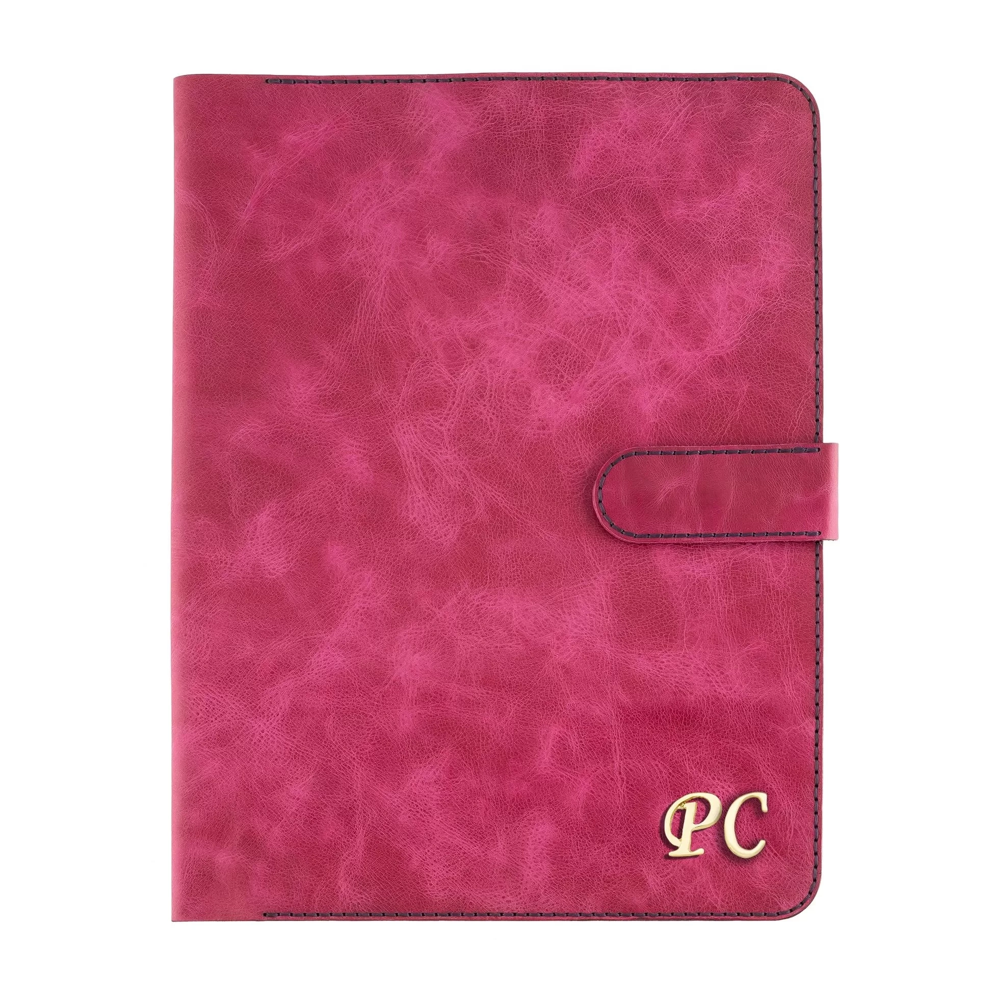 İsme Özel Çıtçıtlı Fonksiyonlu Macbook Organizer - %100 Rainbow Deri - ET02001 - Fuşya