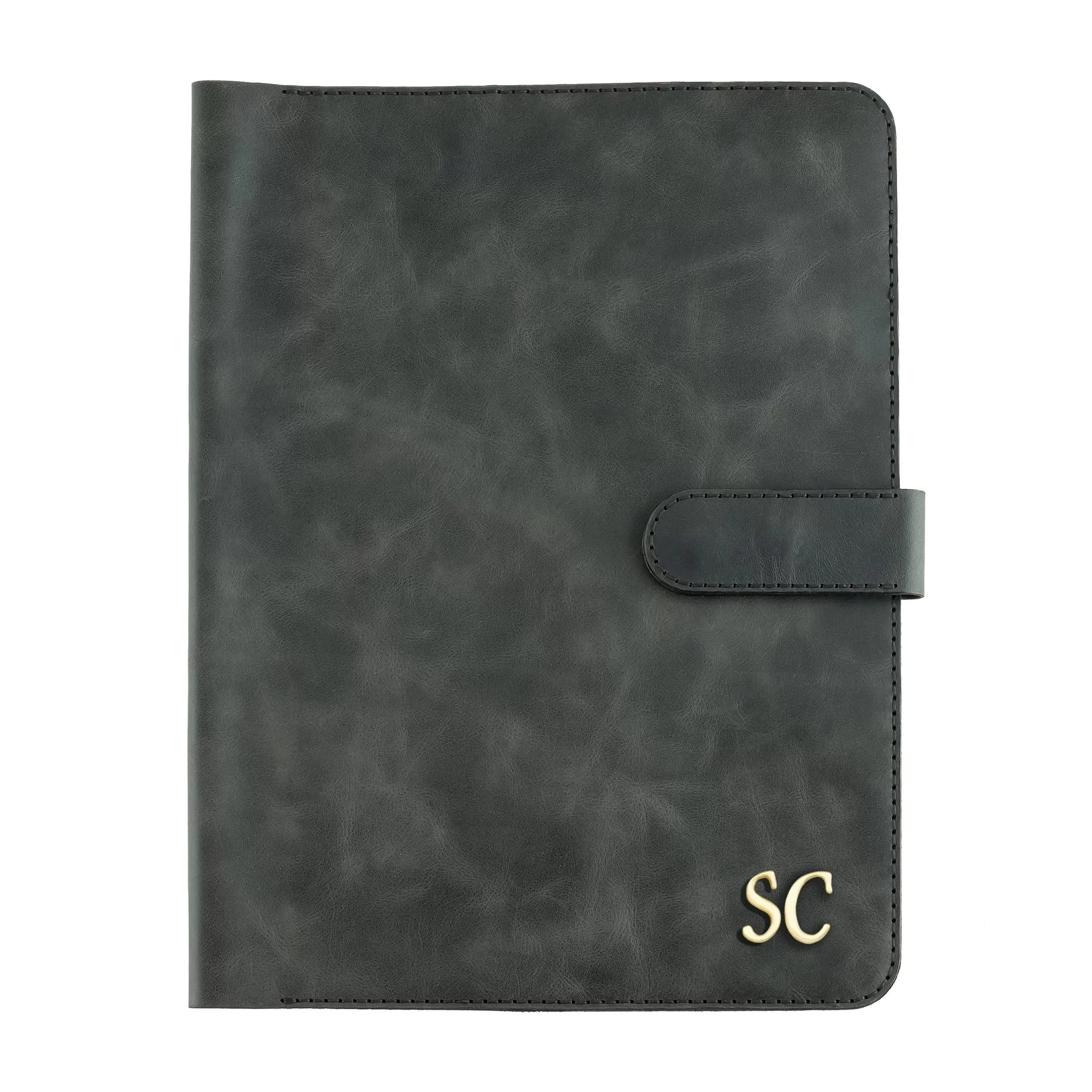 İsme Özel Çıtçıtlı Fonksiyonlu Macbook Organizer - %100 Rainbow Deri - ET02001 - Antrasit
