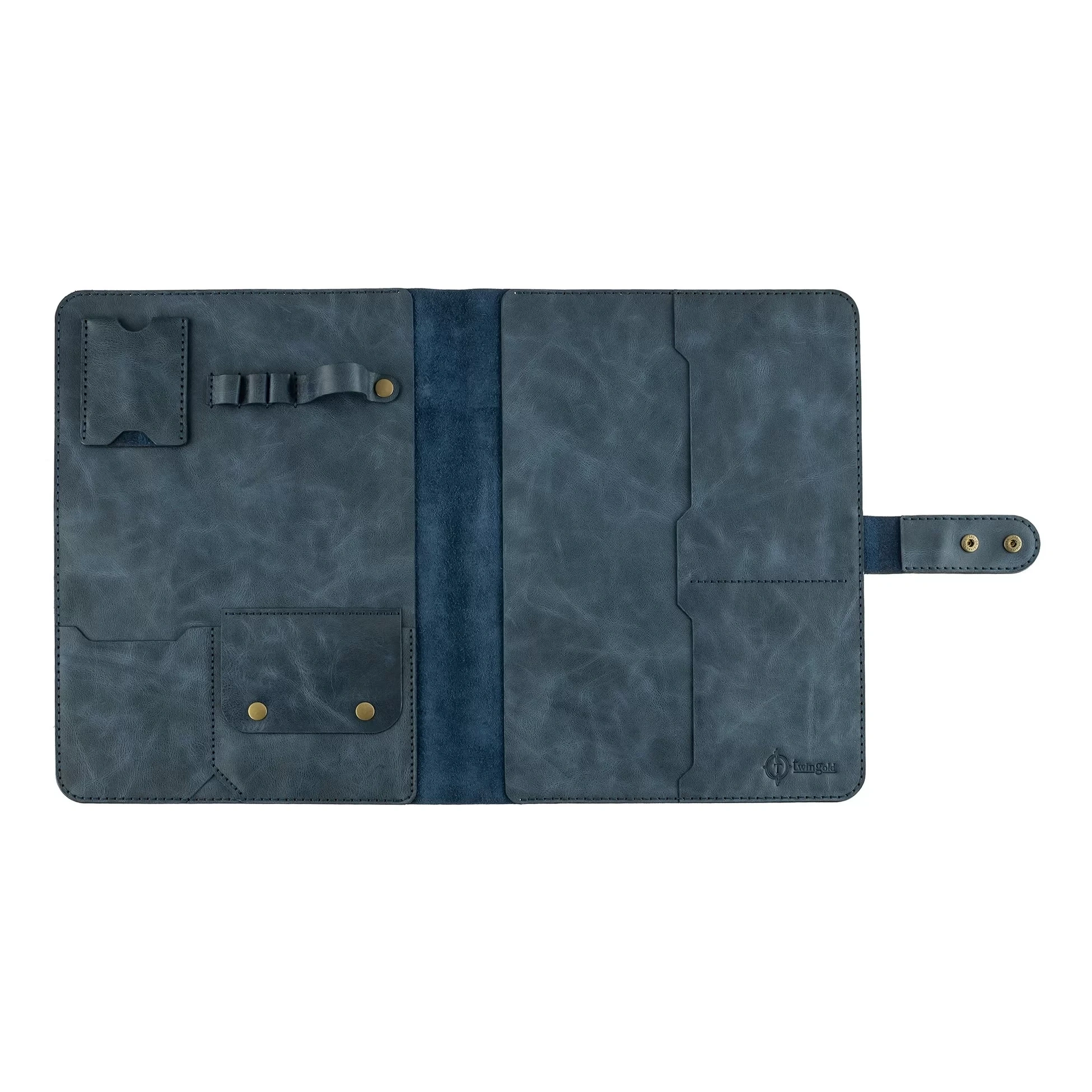 İsme Özel Çıtçıtlı Fonksiyonlu Macbook Organizer - %100 Rainbow Deri - ET02001 - Lacivert