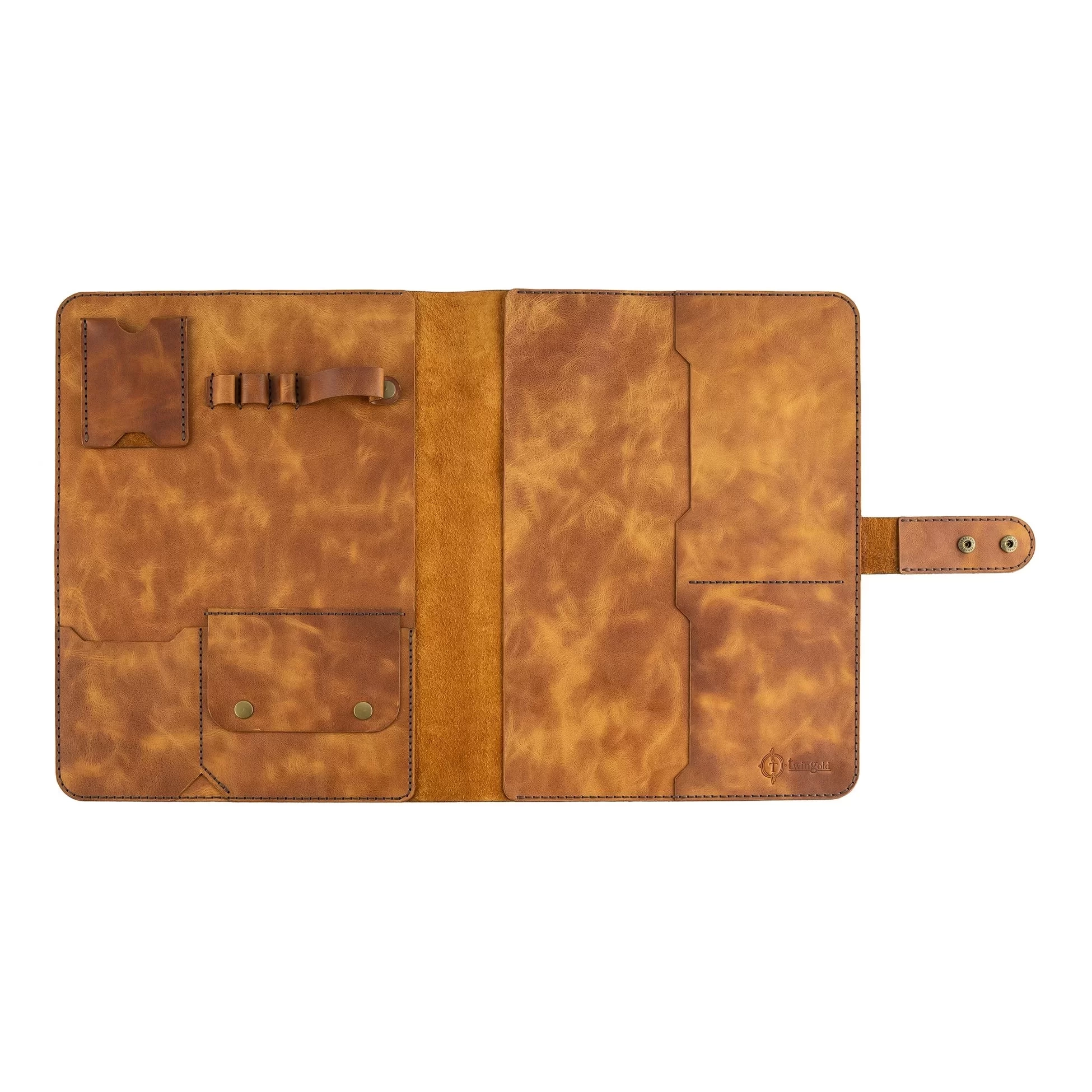 İsme Özel Çıtçıtlı Fonksiyonlu Macbook Organizer - %100 Rainbow Deri - ET02001 - Camel