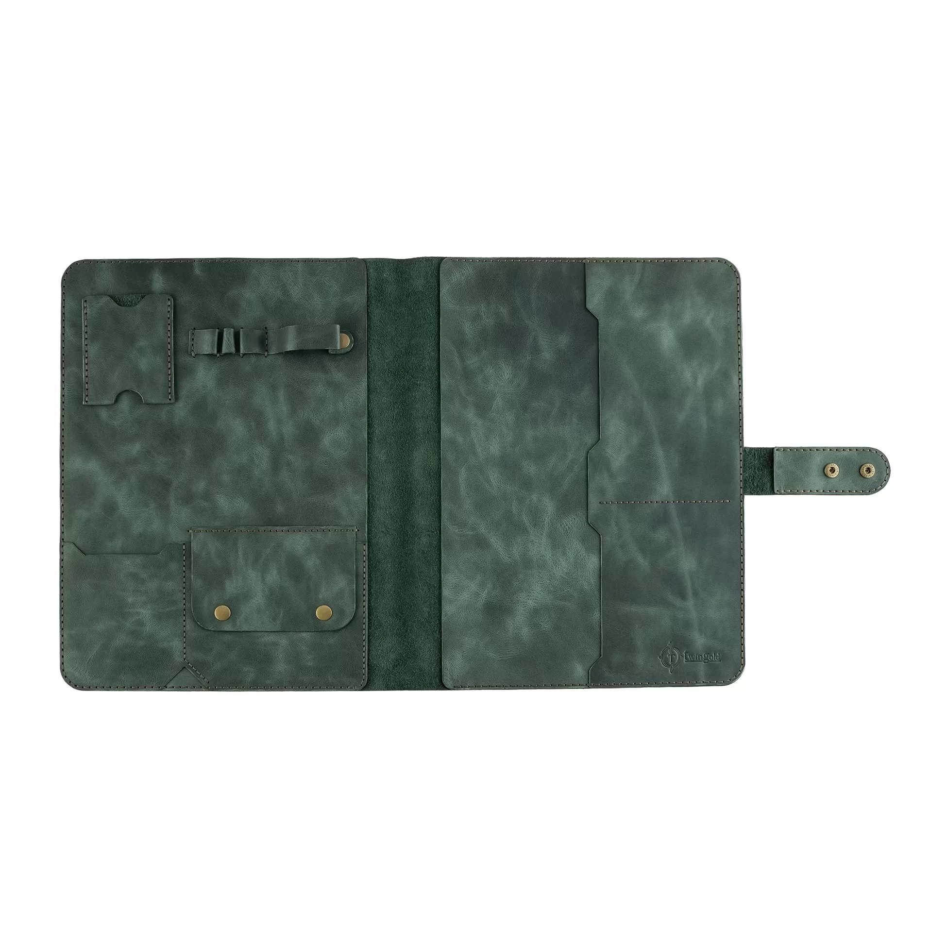 İsme Özel Çıtçıtlı Fonksiyonlu Macbook Organizer - %100 Rainbow Deri - ET02001 - Haki