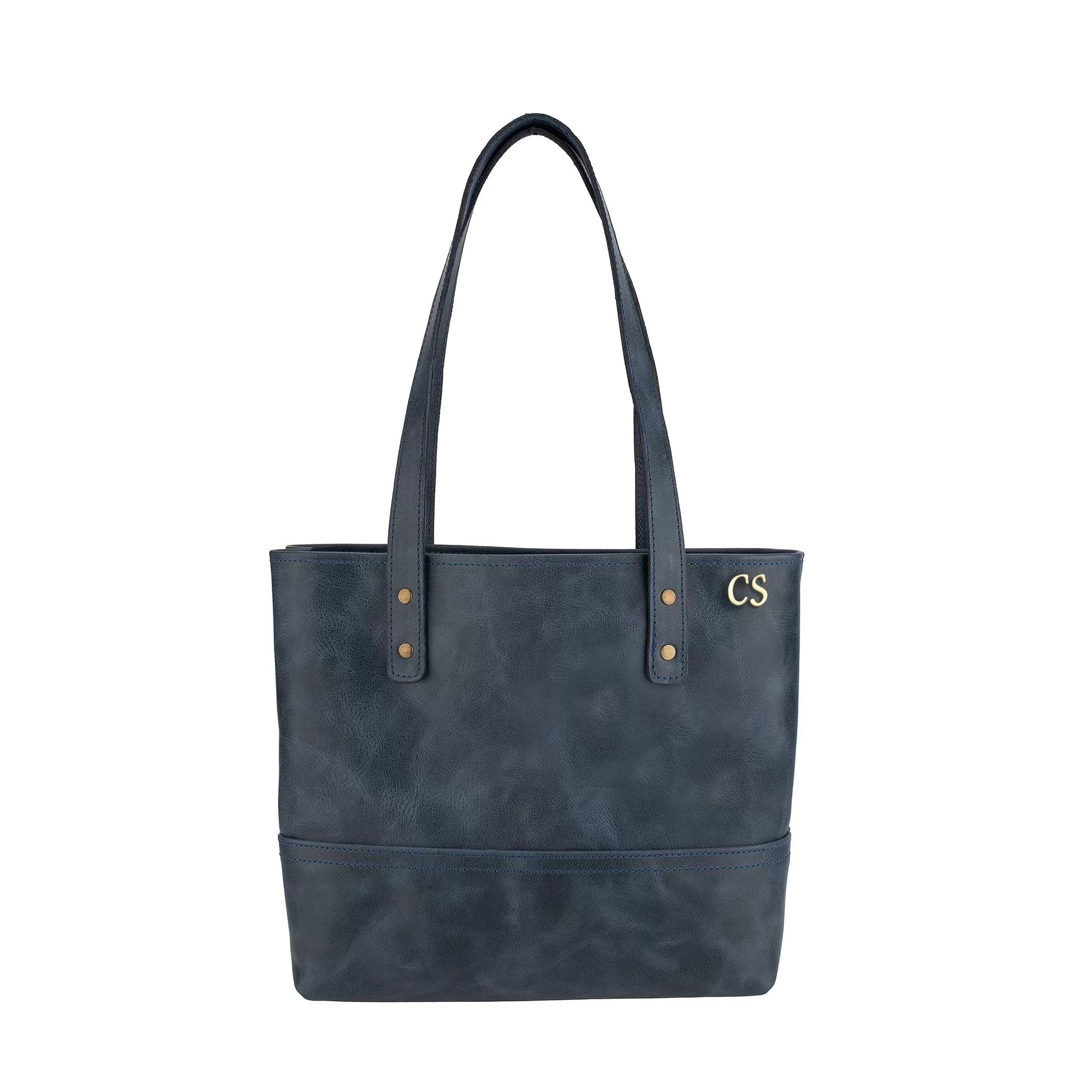 İsme Özel Tote Bag El Omuz Çantası - %100 Rainbow Deri - AC03003 - Lacivert