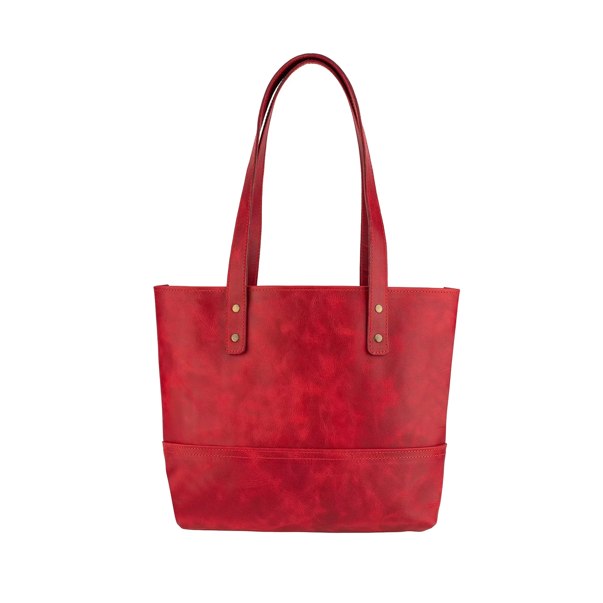 İsme Özel Tote Bag El Omuz Çantası - %100 Rainbow Deri - AC03003 - Kırmızı