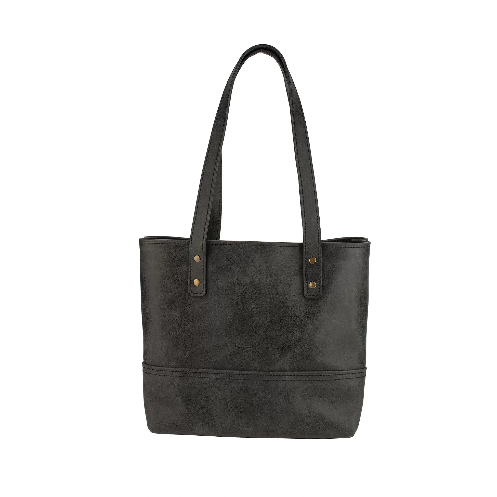 İsme Özel Tote Bag El Omuz Çantası - %100 Rainbow Deri - AC03003 - Antrasit