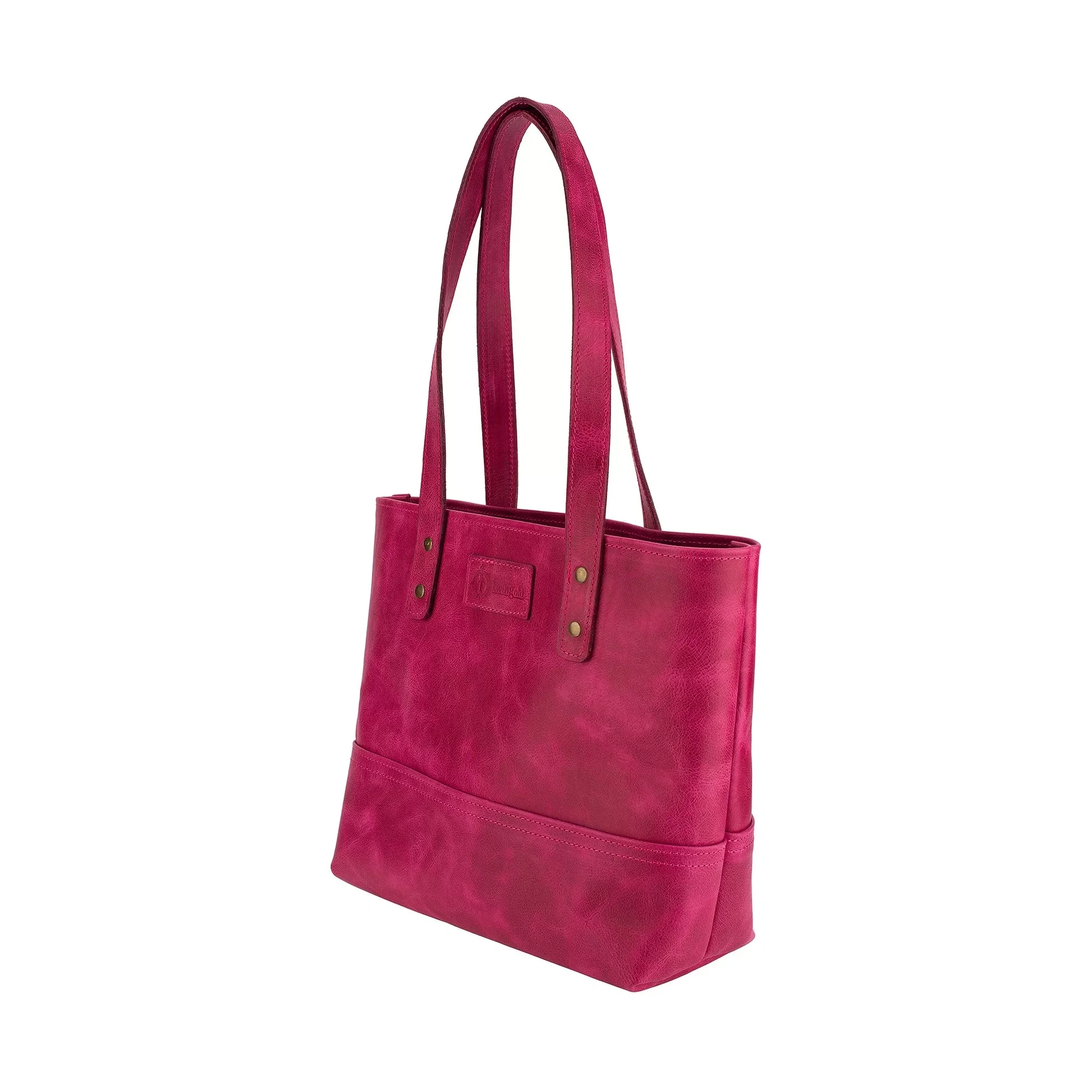 İsme Özel Tote Bag El Omuz Çantası - %100 Rainbow Deri - AC03003 - Fuşya