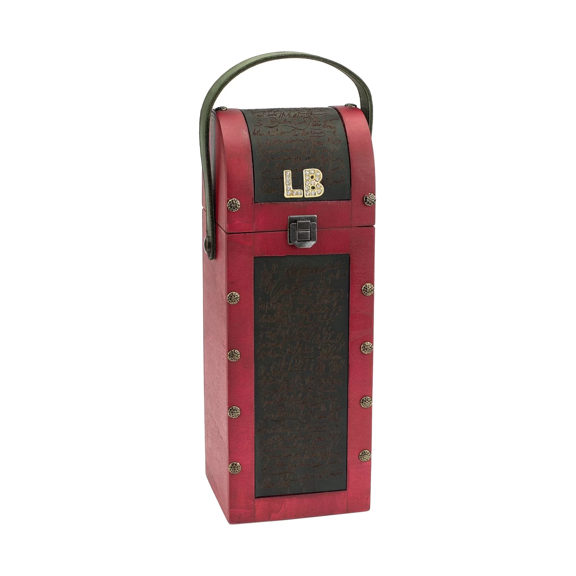 İsme Özel Oval Kapaklı Tekli Şaraplık - HH06004 - Bordo