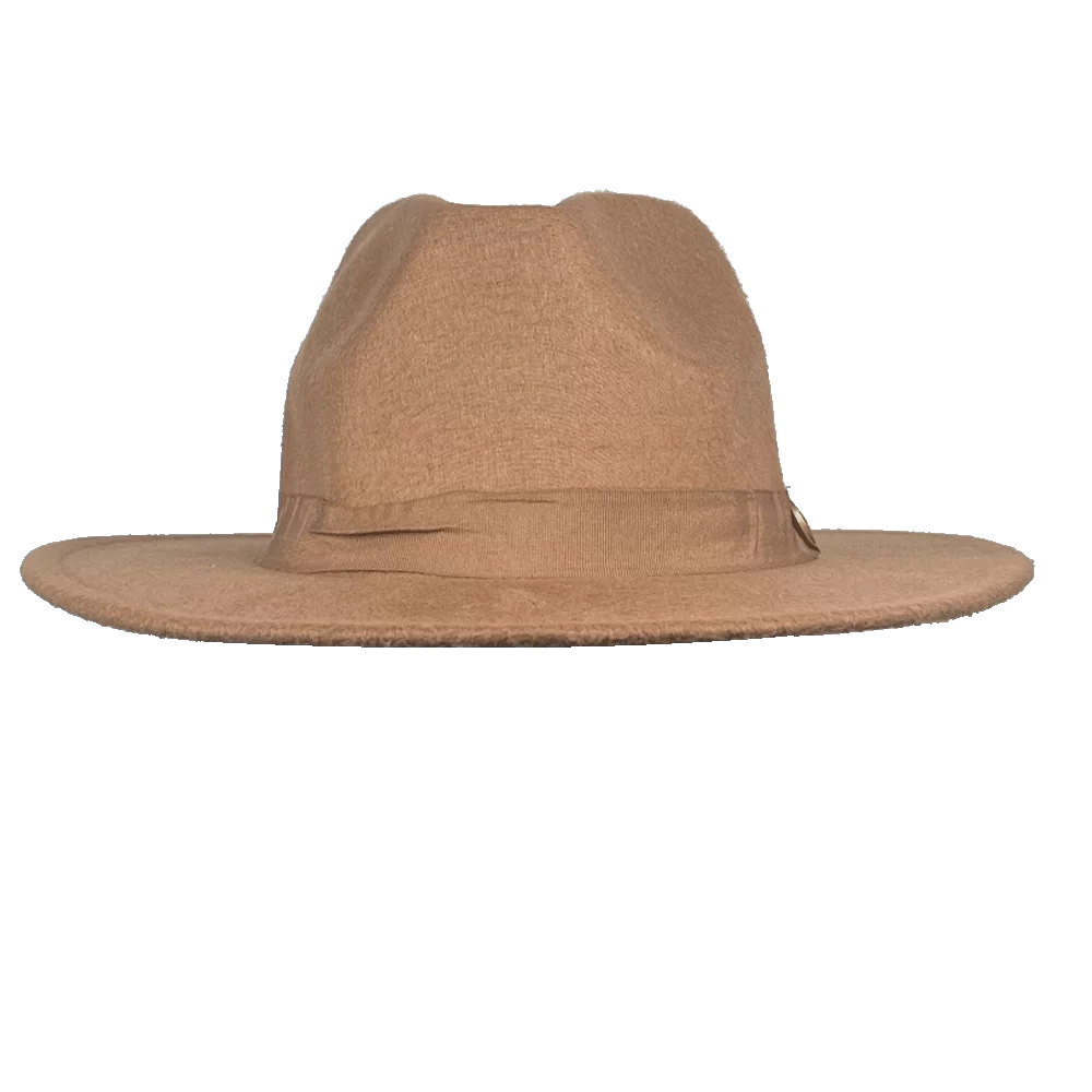 İsme Özel Panama Fötr Şapka - AB01004 - Camel