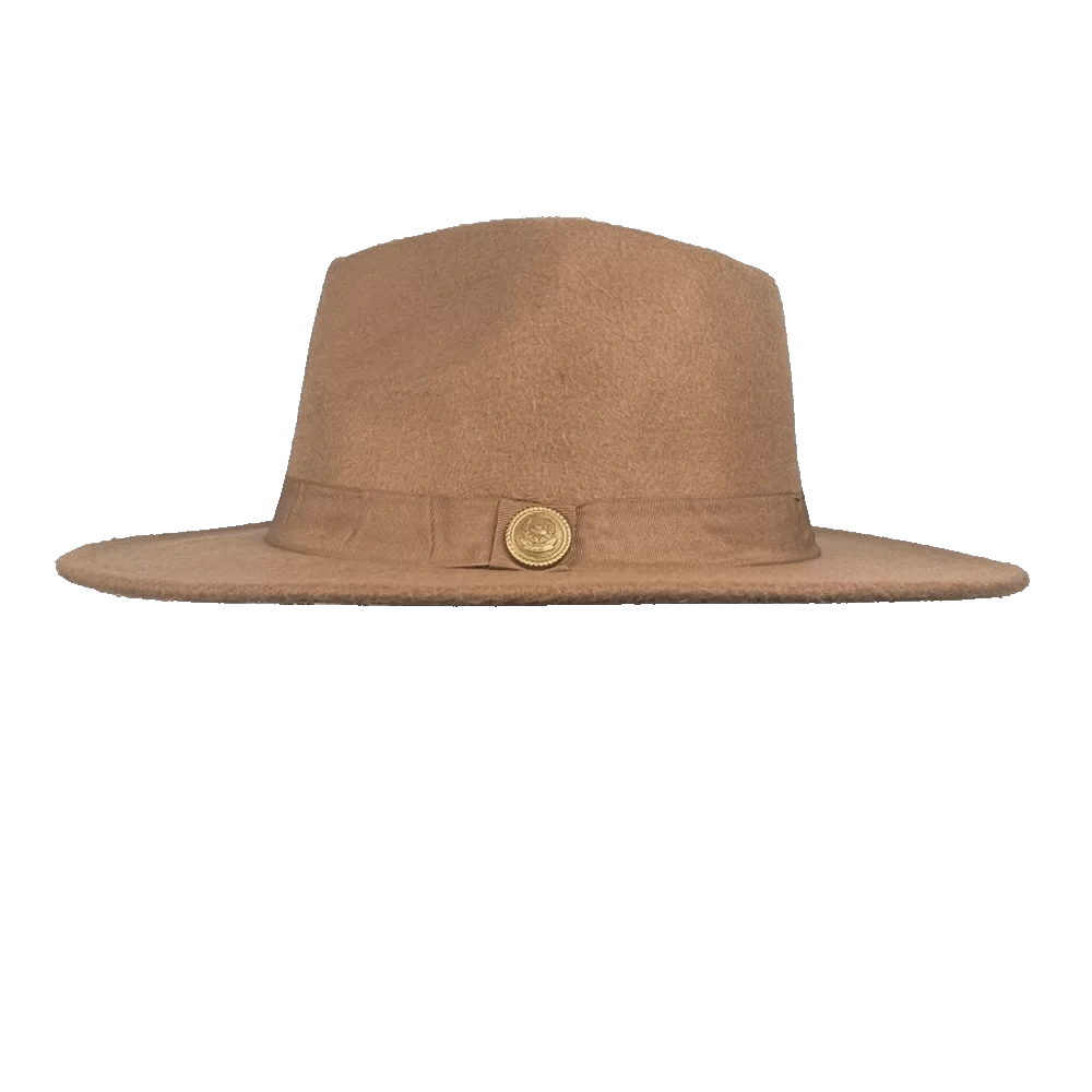 İsme Özel Panama Fötr Şapka - AB01004 - Camel