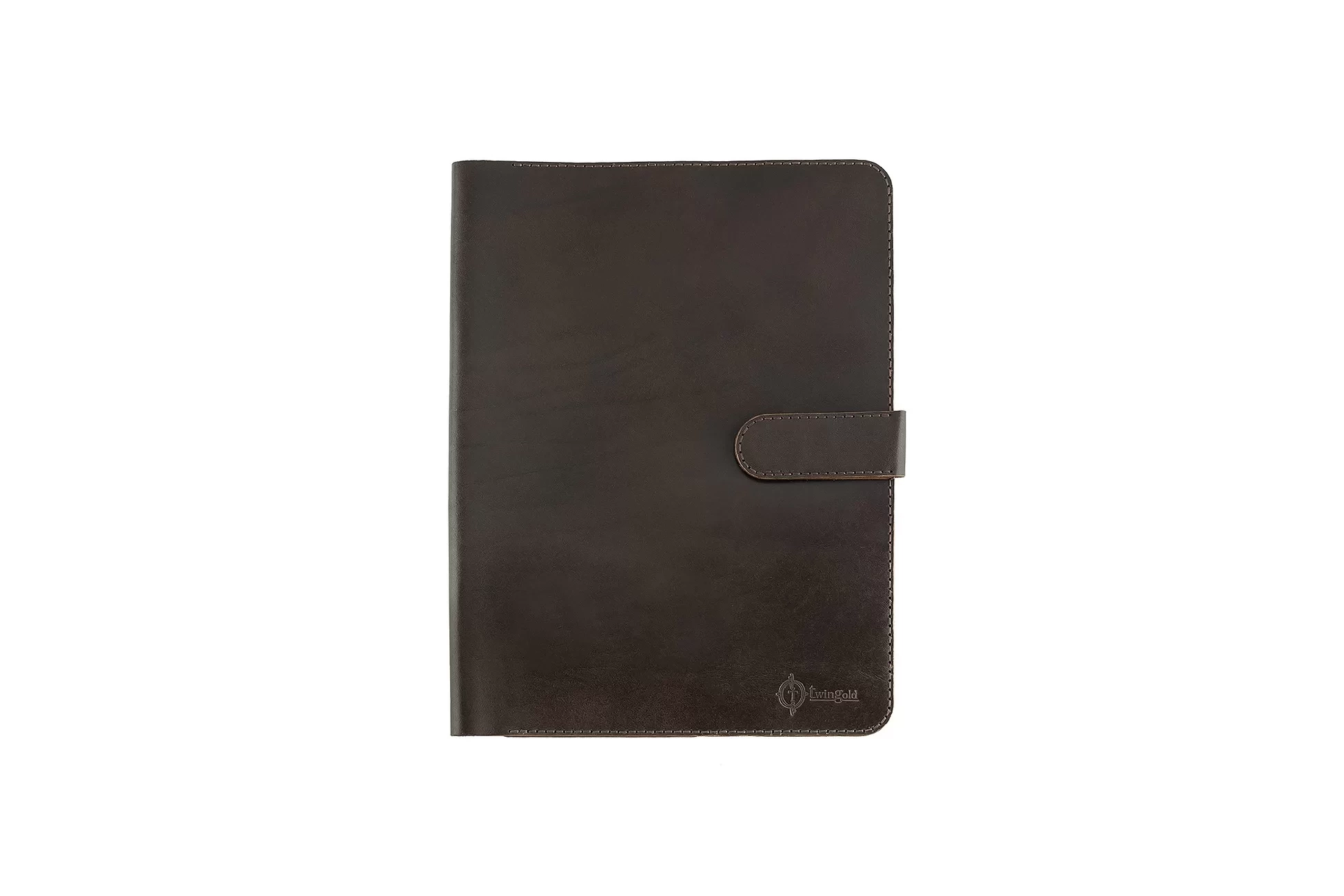 İsme Özel Çıtçıtlı Fonksiyonlu iPad Organizer - %100 Tiesto Deri - ET01003 - Koyu Kahverengi