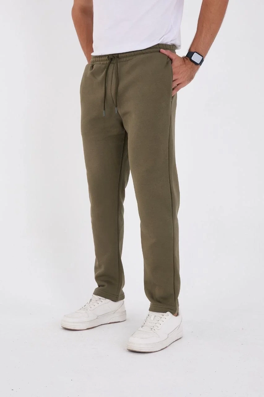 Unisex Üç İplik Basic Eşofman Özel Tasarım Pantolon - Haki