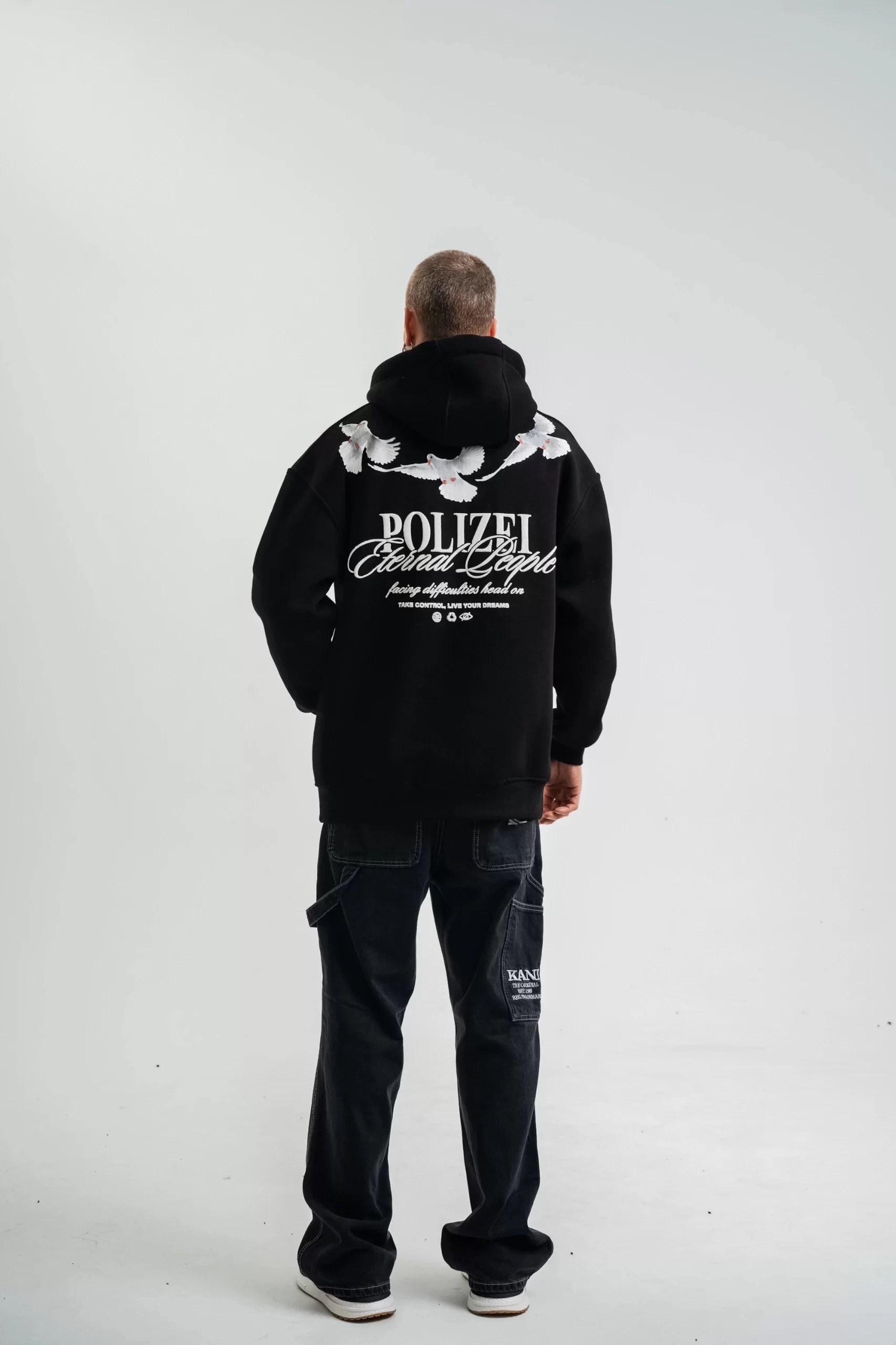 Unisex Uzun Kol Bisiklet Yaka Yıkamalı SweatShirt - Siyah