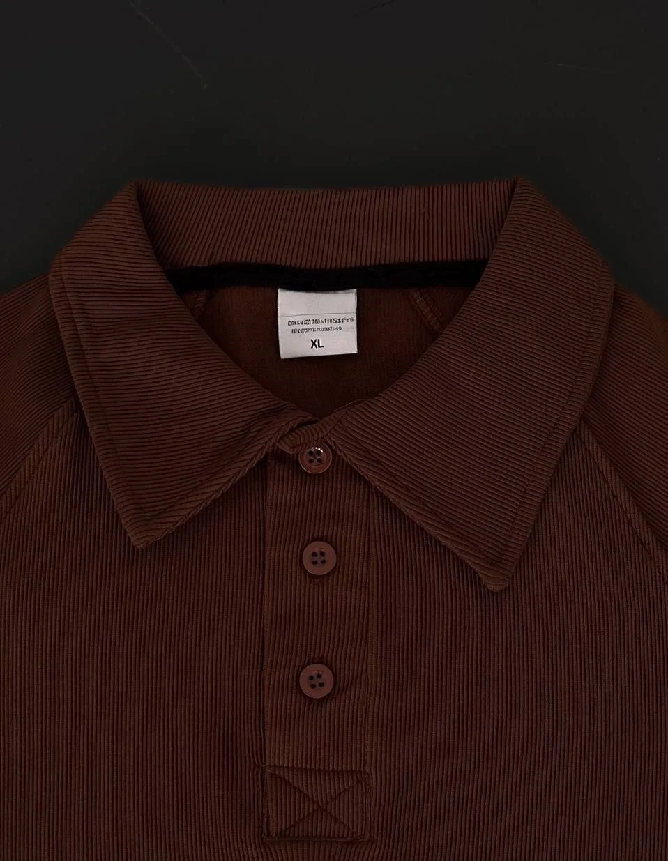 Yakalı Patlı Kısa Kol T-shirt - Kahverengi