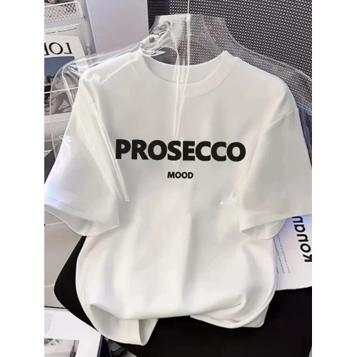 20/1 Penye Compack Baskılı Oversize Kısa Kol Bisiklet Yaka T-shirt - Beyaz