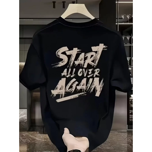 20/1 Penye Compack Start All Over Baskılı Oversize Bisiklet Yaka Kısa Kol T-shirt - Siyah