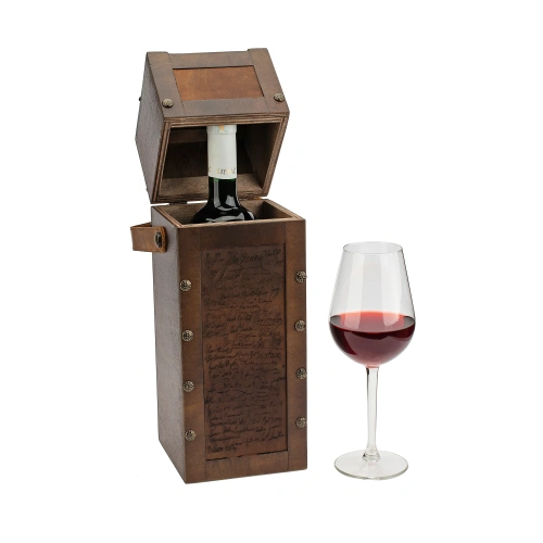 Kare Kapaklı Tekli Şaraplık - HH06001 - Kahverengi