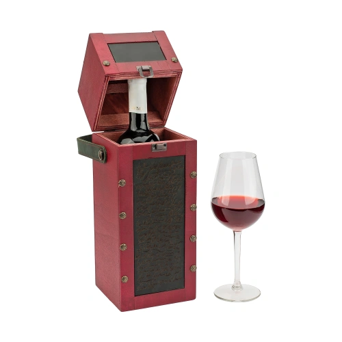 Kare Kapaklı Tekli Şaraplık - HH06001 - Bordo