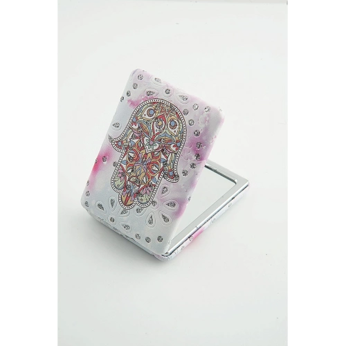 Fatma Ana Eli Desenli Küçük Cep Makyaj Aynası