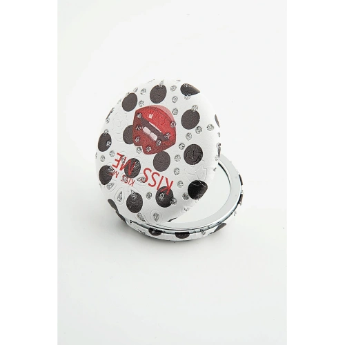 Kiss Me Yazılı Dudak Motifli Küçük Cep Makyaj Aynası