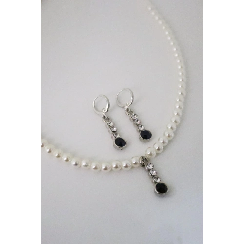 Zirkon Taşlı Özel Tasarımlı Inci Boncuklu Incili Kolye