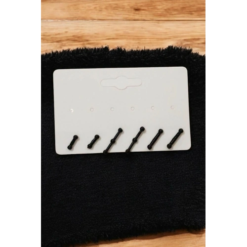 Özel Tasarımlı Siyah Renkli 3lü Küpe Seti