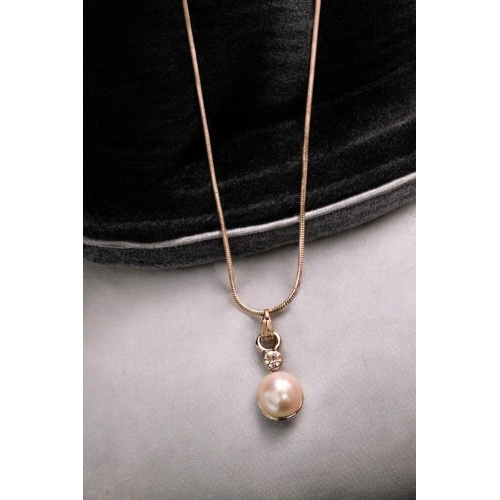 Gümüş Renkli İnci Tasarımlı Kolye Küpe Takı Seti