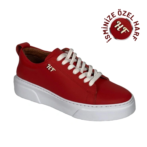 Kişiselleştirilebilir Kalın Ortopedik Tabanlı %100 Deri Sneaker Spor Ayakkabı - Sarı