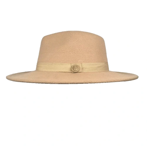 İsme Özel Panama Fötr Şapka - AB01004 - Açık Kahverengi