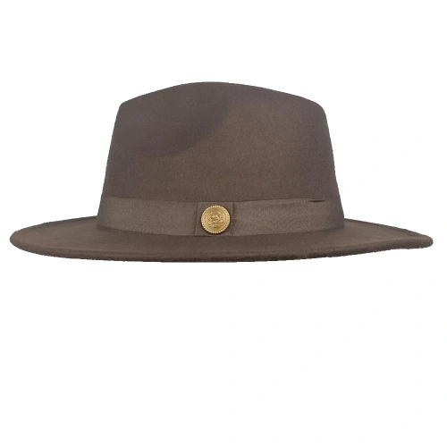 İsme Özel Panama Fötr Şapka - AB01004 - Koyu Kahverengi