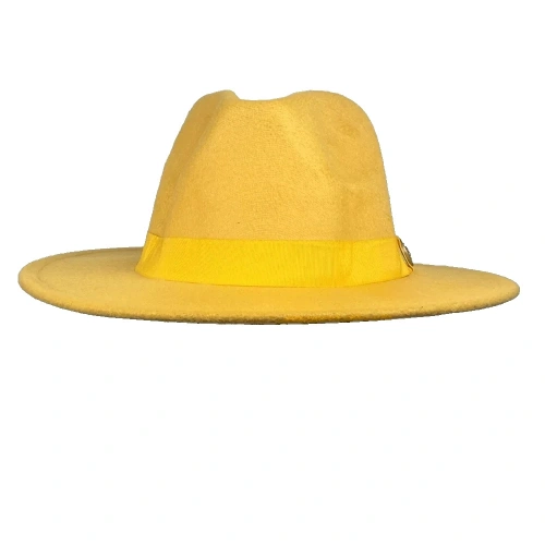 İsme Özel Panama Fötr Şapka - AB01004 - Sarı